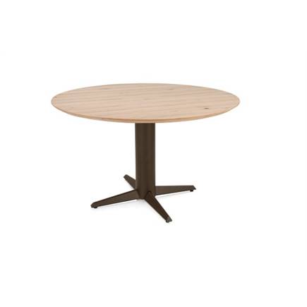 Henders en Hazel Eetkamertafel rond 120 cm. - eiken blad - centrale teenpoot steelbrown Natural