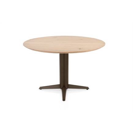 Henders en Hazel Eetkamertafel rond 120 cm. - eiken blad - centrale teenpoot steelbrown Natural