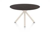 Henders en Hazel CALETTA ronde tafel Eetkamertafel rond 120 cm. - eiken blad - centrale kruispoot crème Burned Antique Silver