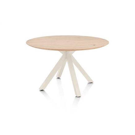 Henders en Hazel Eetkamertafel rond 120 cm. - eiken blad - centrale kruispoot crème Natural