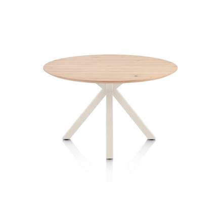 Henders en Hazel Eetkamertafel rond 120 cm. - eiken blad - centrale kruispoot crème Natural