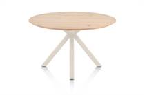 Henders en Hazel CALETTA ronde tafel Eetkamertafel rond 120 cm. - eiken blad - centrale kruispoot crème Natural