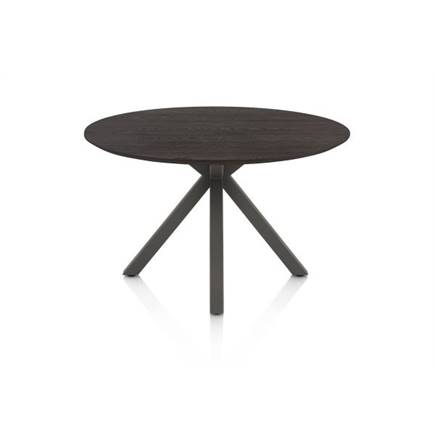 Henders en Hazel Eetkamertafel rond 120 cm. - eiken blad - centrale kruispoot graphiet Burned Antique Silver