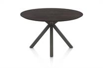 Henders en Hazel CALETTA ronde tafel Eetkamertafel rond 120 cm. - eiken blad - centrale kruispoot graphiet Burned Antique Silver