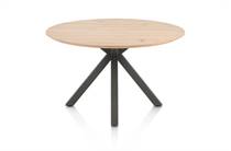 Henders en Hazel CALETTA ronde tafel Eetkamertafel rond 120 cm. - eiken blad - centrale kruispoot graphiet Natural