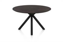 Henders en Hazel CALETTA ronde tafel Eetkamertafel rond 120 cm. - eiken blad - centrale kruispoot rough off black Burned Antique Silver