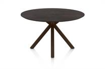 Henders en Hazel CALETTA ronde tafel Eetkamertafel rond 120 cm. - eiken blad - centrale kruispoot steelbrown Burned Antique Silver