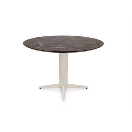 Henders en Hazel Eetkamertafel rond 120 cm. - hpl primo laminato blad - centrale teenpoot crème Middenbruin
