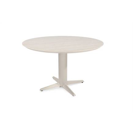 Henders en Hazel Eetkamertafel rond 120 cm. - hpl primo laminato blad - centrale teenpoot crème Travertin