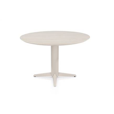 Henders en Hazel Eetkamertafel rond 120 cm. - hpl primo laminato blad - centrale teenpoot crème Travertin