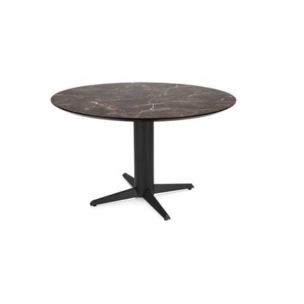 Henders en Hazel Eetkamertafel rond 120 cm. - hpl primo laminato blad - centrale teenpoot rough off black Middenbruin