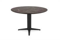 Henders en Hazel CALETTA ronde tafel Eetkamertafel rond 120 cm. - hpl primo laminato blad - centrale teenpoot rough off black Middenbruin