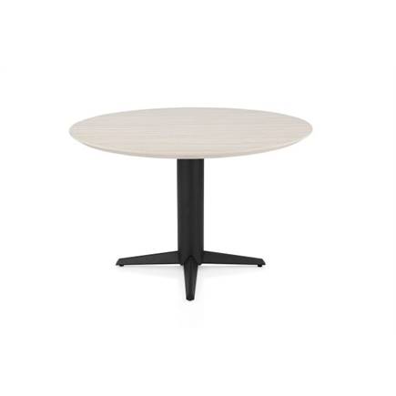 Henders en Hazel Eetkamertafel rond 120 cm. - hpl primo laminato blad - centrale teenpoot rough off black Travertin