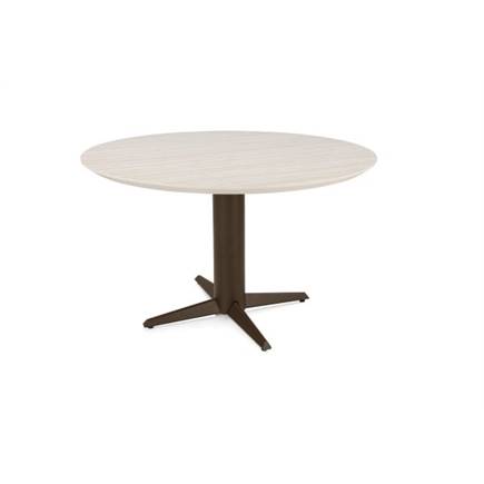 Henders en Hazel Eetkamertafel rond 120 cm. - hpl primo laminato blad - centrale teenpoot steelbrown Travertin