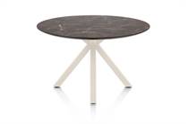 Henders en Hazel CALETTA ronde tafel Eetkamertafel rond 120 cm. - hpl primo laminato blad - centrale kruispoot crème Middenbruin
