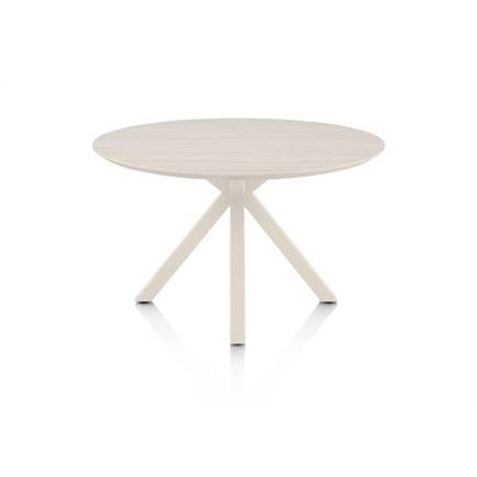 Henders en Hazel Eetkamertafel rond 120 cm. - hpl primo laminato blad - centrale kruispoot crème Travertin