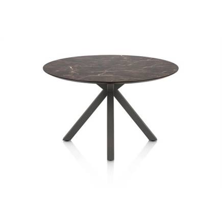 Henders en Hazel Eetkamertafel rond 120 cm. - hpl primo laminato blad - centrale kruispoot graphiet Middenbruin