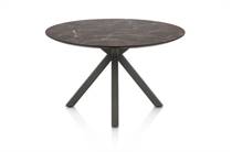 Henders en Hazel CALETTA ronde tafel Eetkamertafel rond 120 cm. - hpl primo laminato blad - centrale kruispoot graphiet Middenbruin