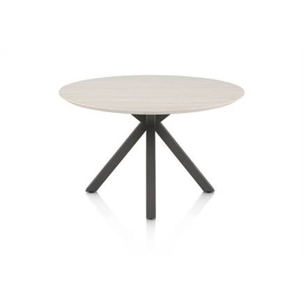 Henders en Hazel Eetkamertafel rond 120 cm. - hpl primo laminato blad - centrale kruispoot graphiet Travertin