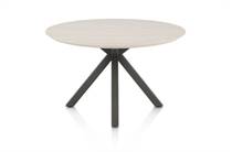 Henders en Hazel CALETTA ronde tafel Eetkamertafel rond 120 cm. - hpl primo laminato blad - centrale kruispoot graphiet Travertin