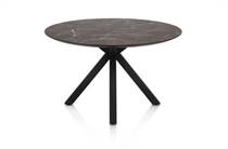 Henders en Hazel CALETTA ronde tafel Eetkamertafel rond 120 cm. - hpl primo laminato blad - centrale kruispoot rough off black Middenbruin