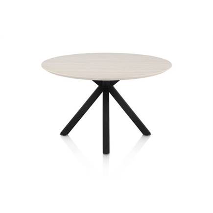 Henders en Hazel Eetkamertafel rond 120 cm. - hpl primo laminato blad - centrale kruispoot rough off black Travertin