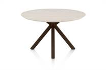 Henders en Hazel CALETTA ronde tafel Eetkamertafel rond 120 cm. - hpl primo laminato blad - centrale kruispoot steelbrown Travertin