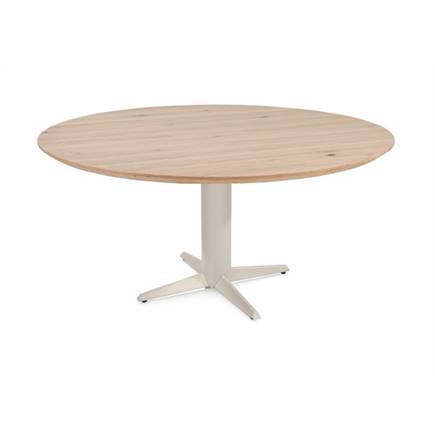 Henders en Hazel Eetkamertafel rond 150 cm. - eiken blad - centrale teenpoot crème Natural