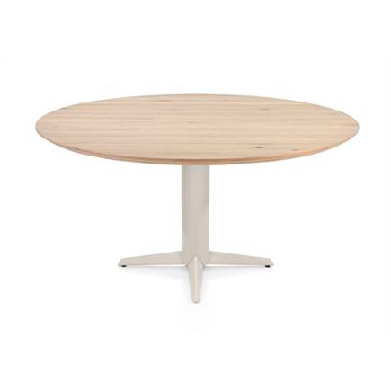 Henders en Hazel Eetkamertafel rond 150 cm. - eiken blad - centrale teenpoot crème Natural