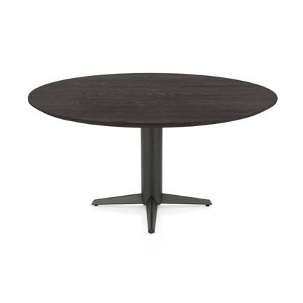 Henders en Hazel Eetkamertafel rond 150 cm. - eiken blad - centrale teenpoot graphiet Burned Antique Silver