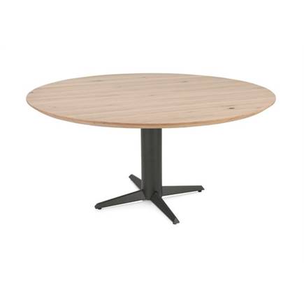 Henders en Hazel Eetkamertafel rond 150 cm. - eiken blad - centrale teenpoot graphiet Natural