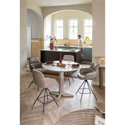 Henders en Hazel Eetkamertafel rond 150 cm. - eiken blad - centrale teenpoot graphiet Natural