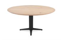 Henders en Hazel CALETTA ronde tafel Eetkamertafel rond 150 cm. - eiken blad - centrale teenpoot rough off black Natural