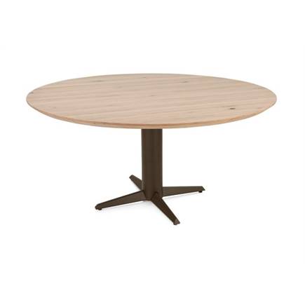 Henders en Hazel Eetkamertafel rond 150 cm. - eiken blad - centrale teenpoot steelbrown Natural