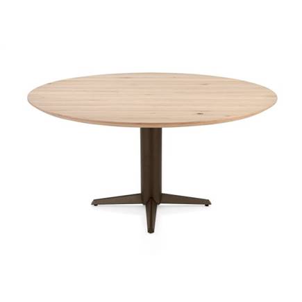 Henders en Hazel Eetkamertafel rond 150 cm. - eiken blad - centrale teenpoot steelbrown Natural