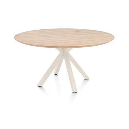 Henders en Hazel eetkamertafel rond 150 cm. - eiken blad - centrale kruispoot crème Natural