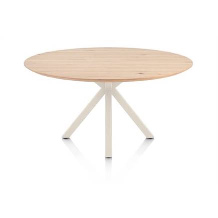 Henders en Hazel eetkamertafel rond 150 cm. - eiken blad - centrale kruispoot crème Natural