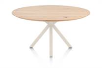 Henders en Hazel CALETTA ronde tafel eetkamertafel rond 150 cm. - eiken blad - centrale kruispoot crème Natural