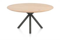 Henders en Hazel CALETTA ronde tafel Eetkamertafel rond 150 cm. - eiken blad - centrale kruispoot graphiet Natural