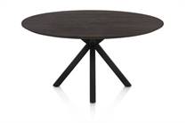 Henders en Hazel CALETTA ronde tafel Eetkamertafel rond 150 cm. - eiken blad - centrale kruispoot rough off black Burned Antique Silver