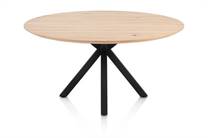 Henders en Hazel CALETTA ronde tafel Eetkamertafel rond 150 cm. - eiken blad - centrale kruispoot rough off black Natural