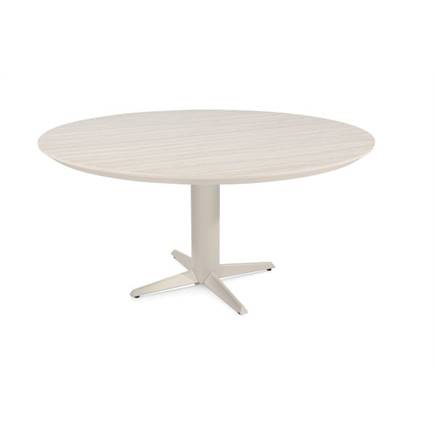 Henders en Hazel Eetkamertafel rond 150 cm. - hpl primo laminato blad - centrale teenpoot crème Travertin
