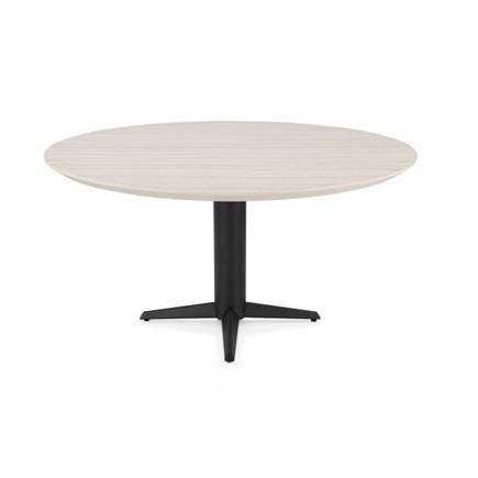 Henders en Hazel Eetkamertafel rond 150 cm. - hpl primo laminato blad - centrale teenpoot rough off black Travertin