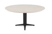 Henders en Hazel CALETTA bijzettafel Eetkamertafel rond 150 cm. - hpl primo laminato blad - centrale teenpoot rough off black Travertin