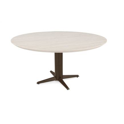 Henders en Hazel Eetkamertafel rond 150 cm. - hpl primo laminato blad - centrale teenpoot steelbrown Travertin