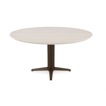 Henders en Hazel Eetkamertafel rond 150 cm. - hpl primo laminato blad - centrale teenpoot steelbrown Travertin
