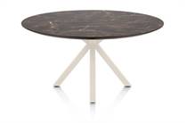 Henders en Hazel CALETTA ronde tafel Eetkamertafel rond 150 cm. - hpl primo laminato blad - centrale kruispoot crème Middenbruin