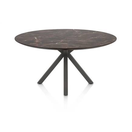 Henders en Hazel Eetkamertafel rond 150 cm. - hpl primo laminato blad - centrale kruispoot graphiet Middenbruin