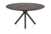 Henders en Hazel CALETTA ronde tafel Eetkamertafel rond 150 cm. - hpl primo laminato blad - centrale kruispoot graphiet Middenbruin