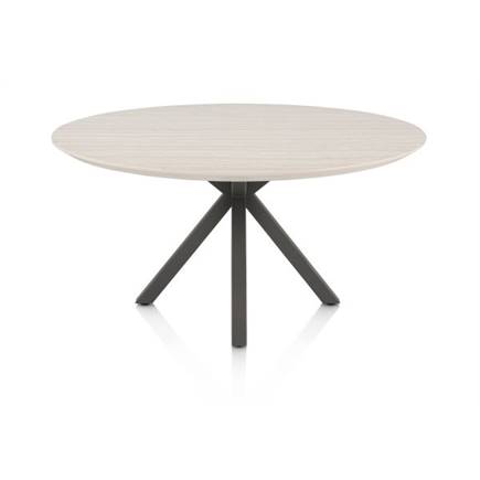 Henders en Hazel Eetkamertafel rond 150 cm. - hpl primo laminato blad - centrale kruispoot graphiet Travertin